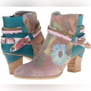 Floral Multi-Color Ankle Boots